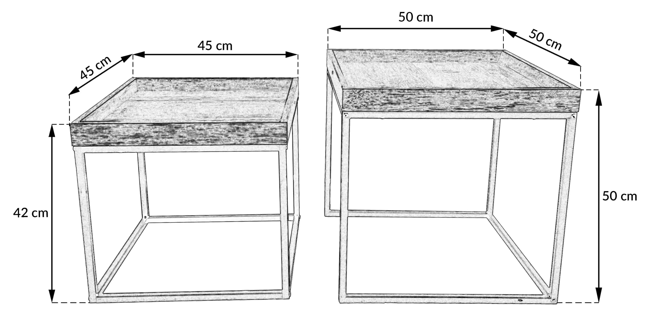 Stoliki kawowy ZENO 50×50/42×42 dąb – miniatura 11