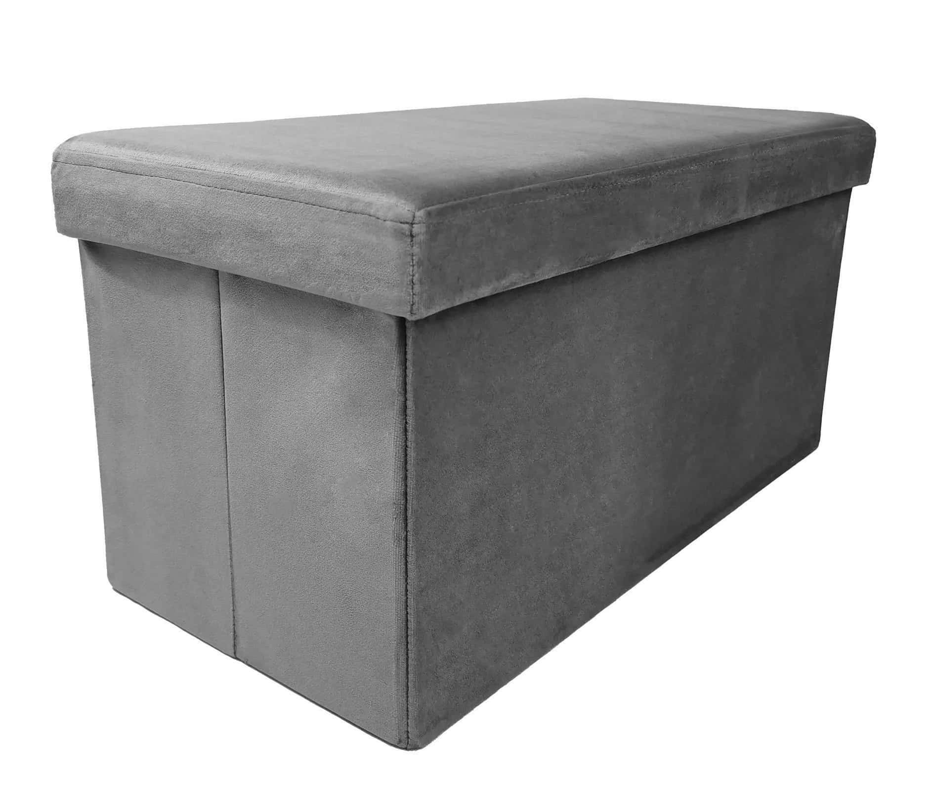 Pufa ze schowkiem welurowa szara PERFECT DUO 60x30x30cm – miniatura 1