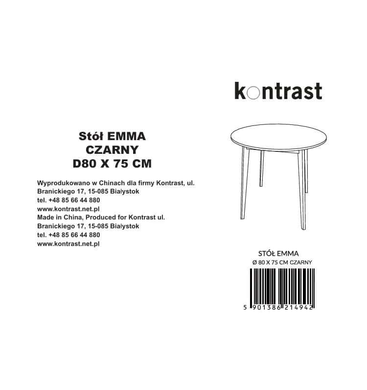 Stół skandynawski okrągły do kuchni jadalny czarny EMMA fi80x75 II GATUNEK – miniatura 6