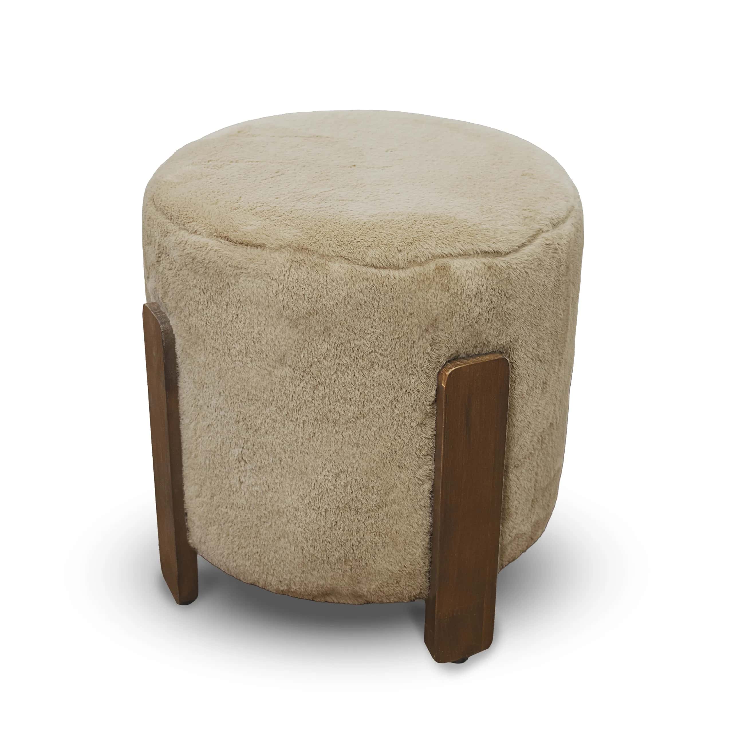 Pufa Seul 37x37x38cm FUT taupe/orzech DW – miniatura 1