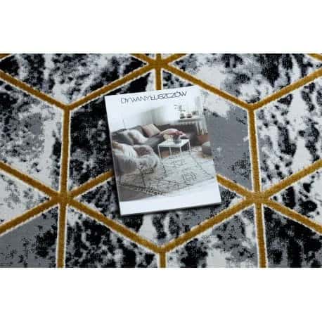Dywan GLOSS 3D nowoczesny 409A 82 Sześcian, stylowy, glamour, art deco czarny / złoty / szary – miniatura 2
