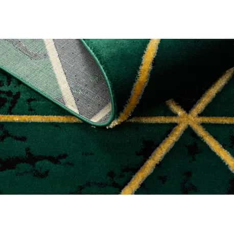 Dywan EMERALD ekskluzywny 1020 glamour, stylowy marmur, trójkąty butelkowa zieleń / złoty – miniatura 4