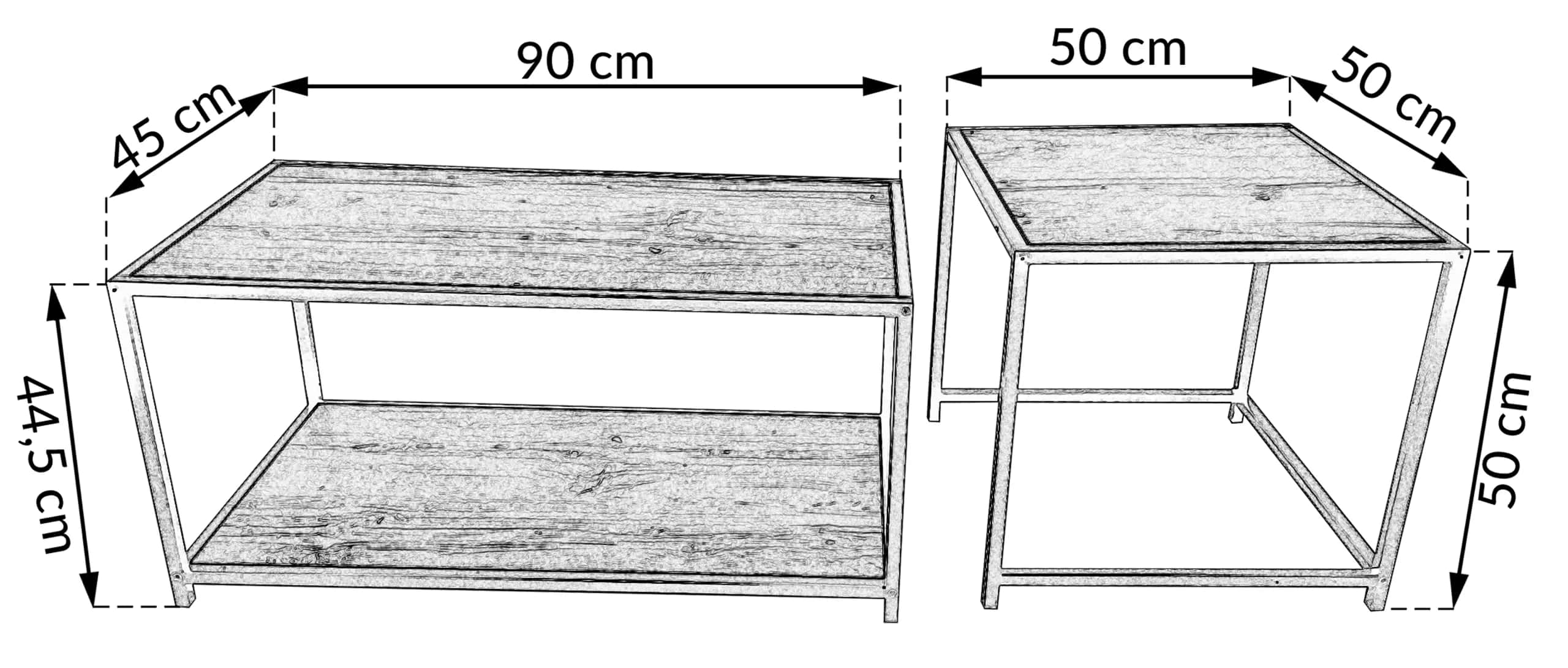 Stoliki kawowy HELGA 90×45/50×50 dąb – miniatura 12
