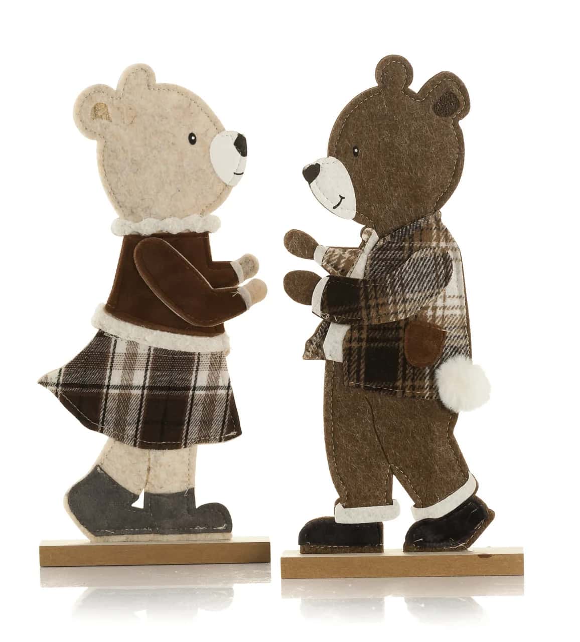 Miś świąteczny z drewna i tkaniny TEDI 30 cm – miniatura 1