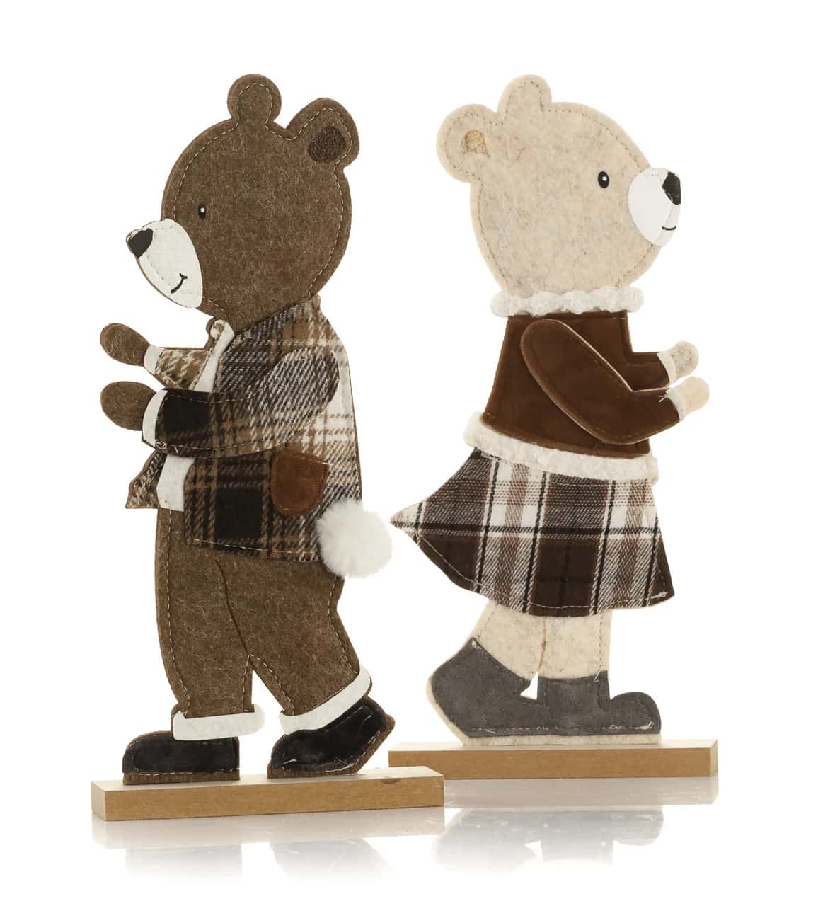 Miś świąteczny z drewna i tkaniny TEDI 30 cm – miniatura 2