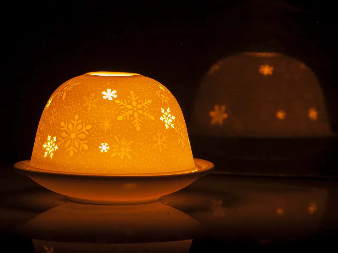 Lampion porcelanowy w płatki śniegu MILA – miniatura 3