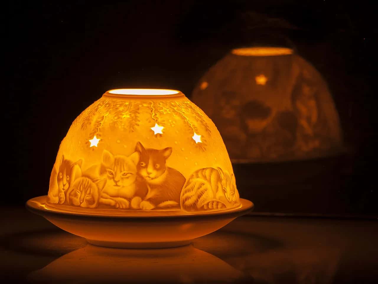 Lampion porcelanowy z kotami MILA – miniatura 5