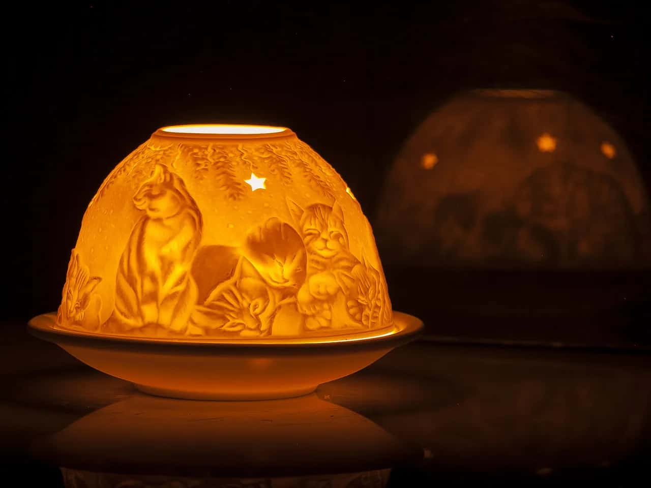 Lampion porcelanowy z kotami MILA – miniatura 6