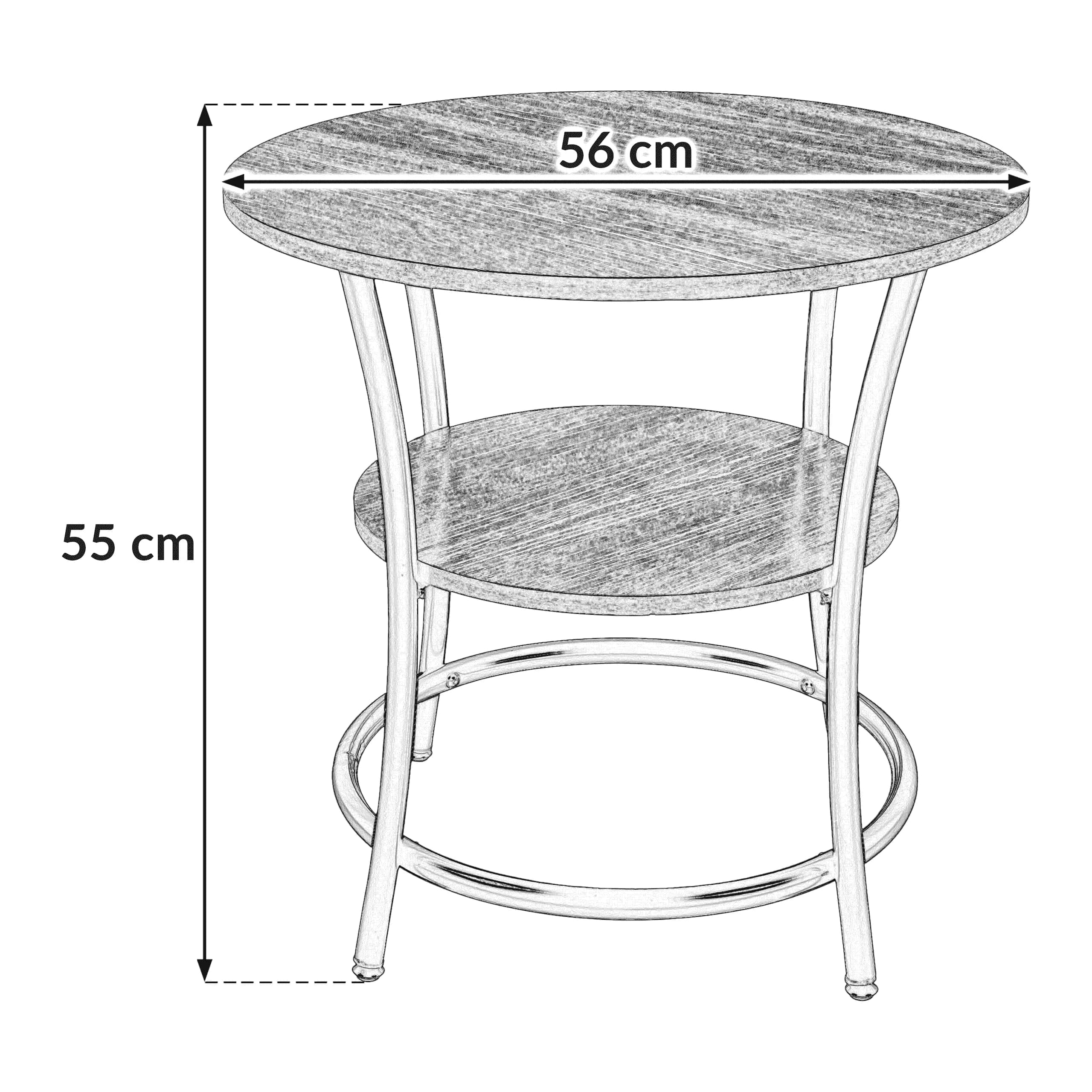 Stolik kawowy okrągły z półką ORZECH SK100-O 56x55cm – miniatura 2