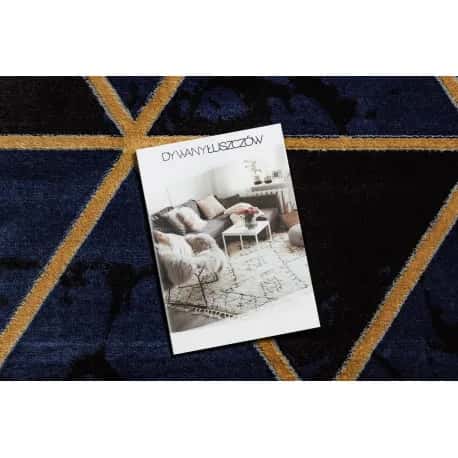 Dywan EMERALD ekskluzywny 1020 glamour, stylowy marmur, trójkąty granatowy / złoty – miniatura 2