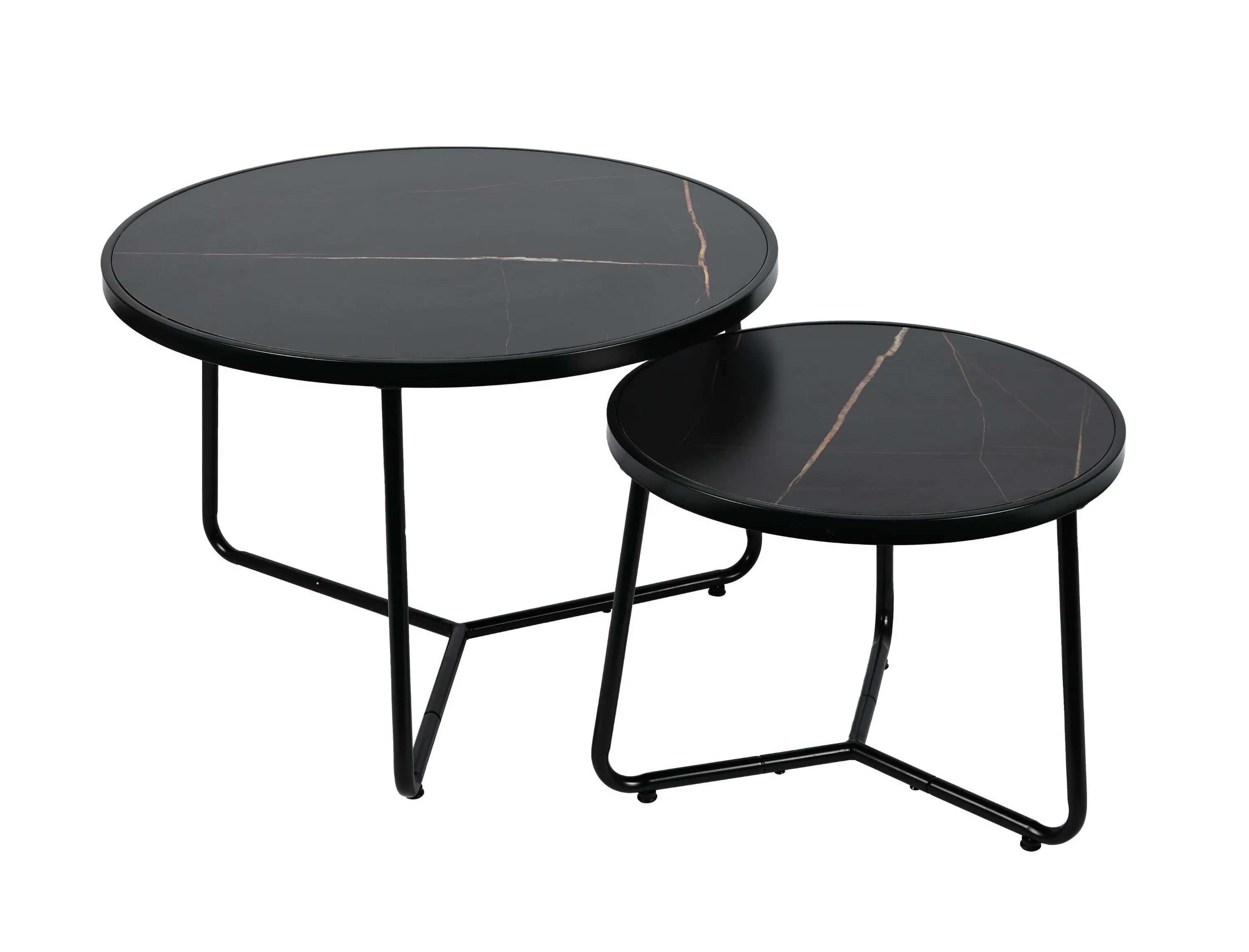Stolik kawowy okrągły 2szt MARMUR CZARNY SK114MCZ 70x47/50x39cm – miniatura 1