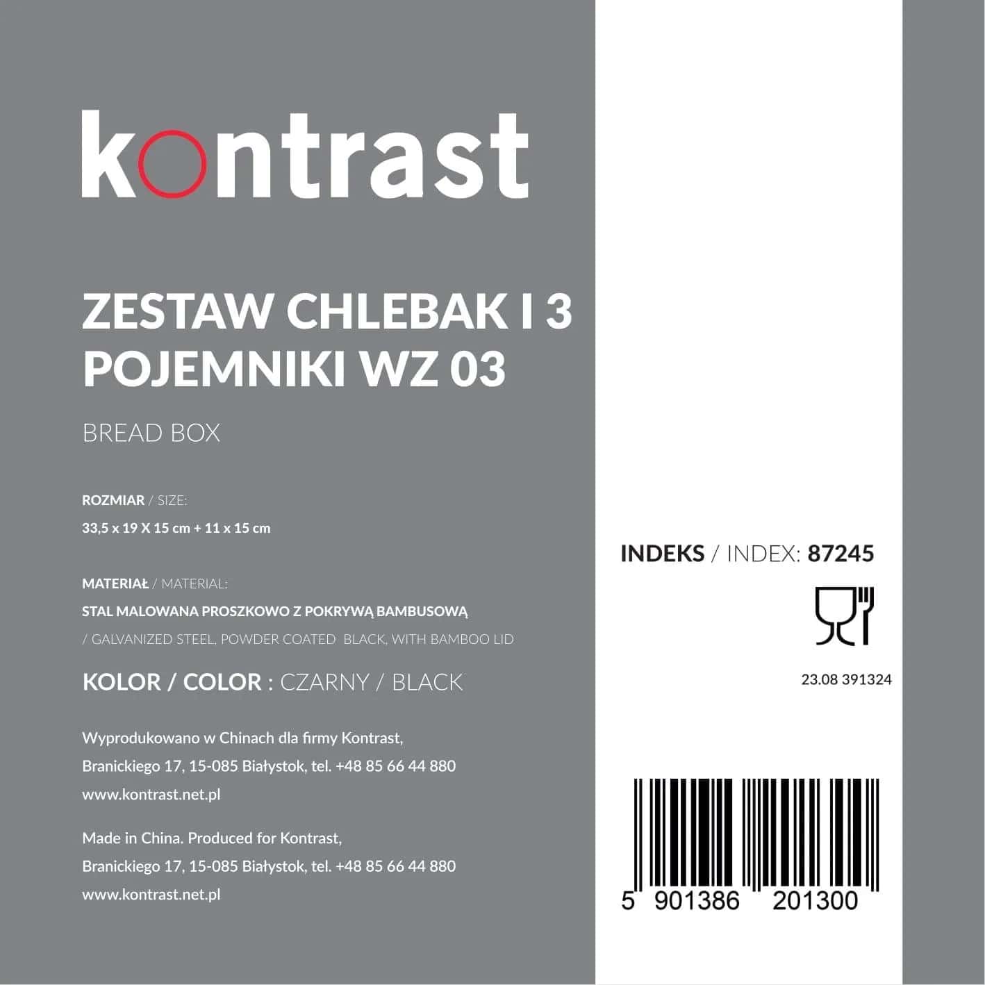 Chlebak zestaw i z pojemnikiem ARMIN 3 czarny – miniatura 12