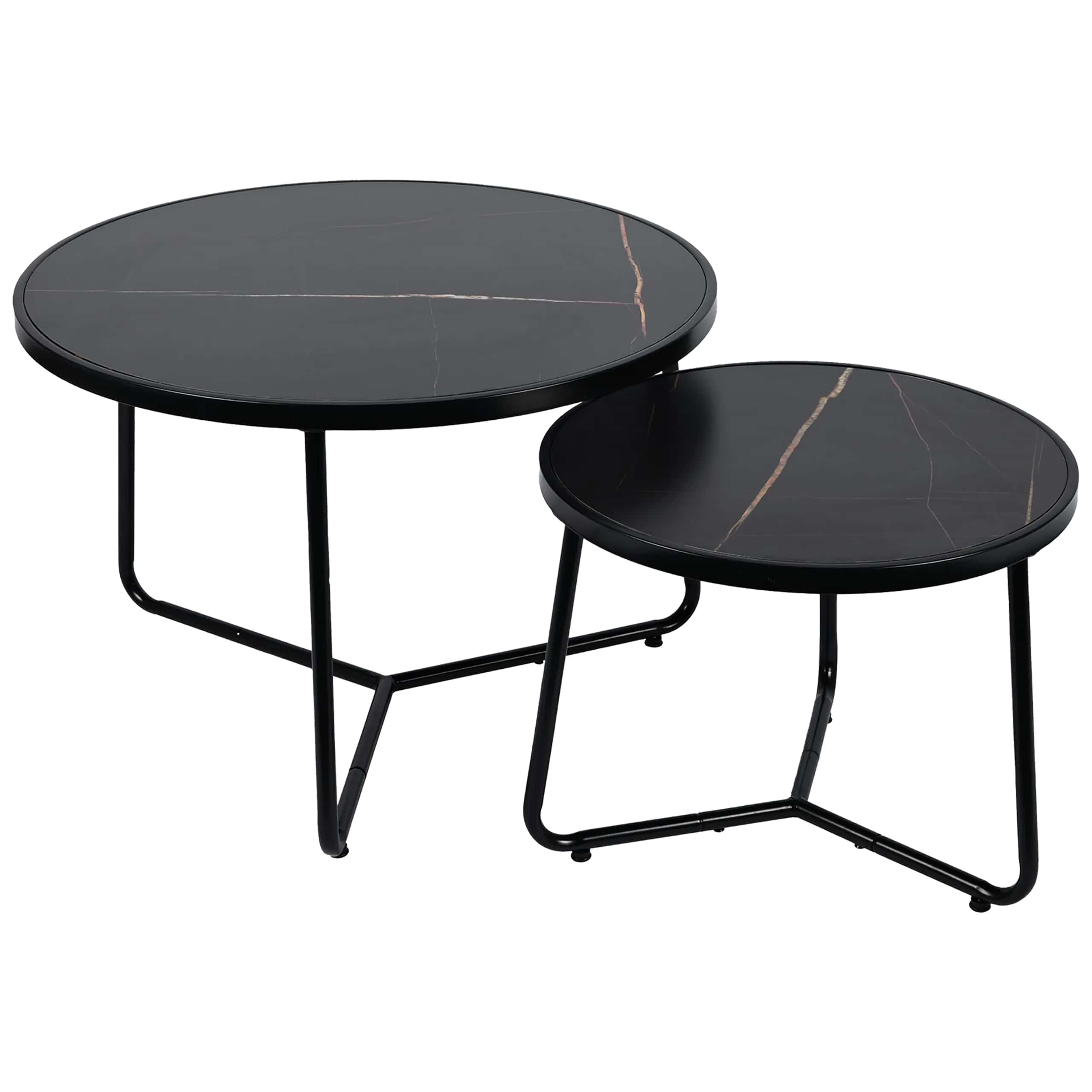 Stolik kawowy okrągły marmur TONI 2szt 70×47/50×39cm czarny – miniatura 11