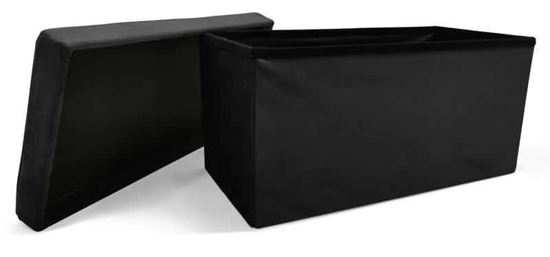 Pufa ze schowkiem welurowa czarna PERFECT DUO 60x30x30cm – miniatura 2