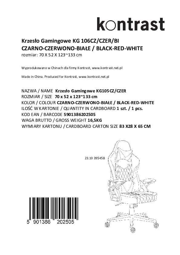 Krzesło gamingowy EVAN cza/czer/biały – miniatura 18