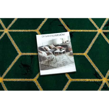 Dywan EMERALD ekskluzywny 1014 glamour, stylowy kostka butelkowa zieleń / złoty – miniatura 2