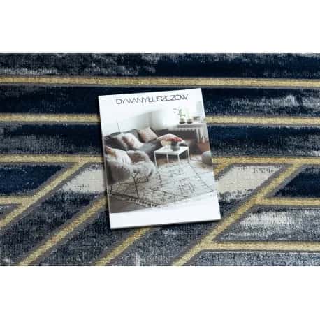 Dywan DE LUXE nowoczesny 460 Linie - Strukturalny granatowy / złoty – miniatura 2