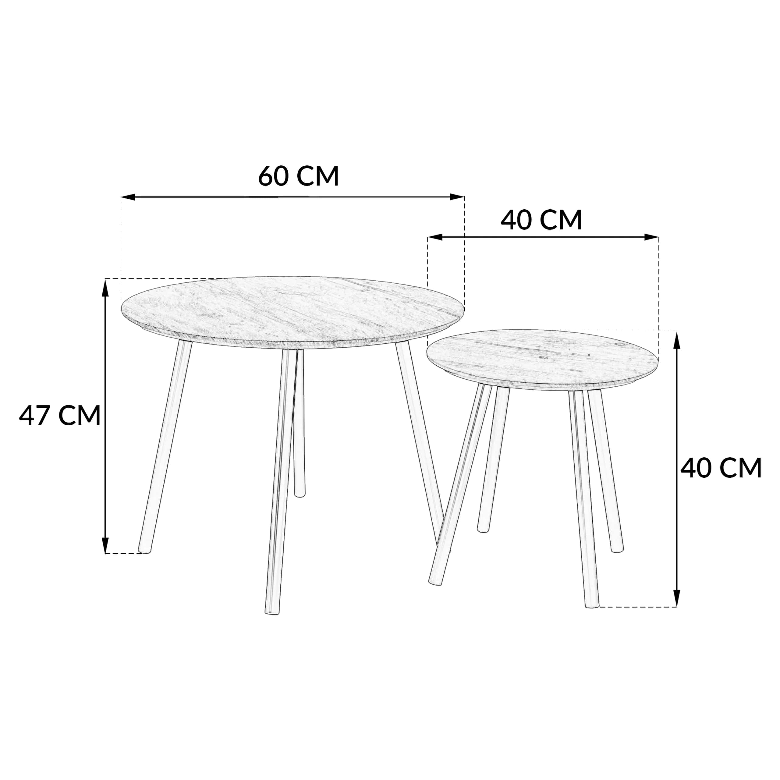 Zestaw stolików kawowych do salonu SK119D 2szt fi40x40/60x47cm DĄB – miniatura 7