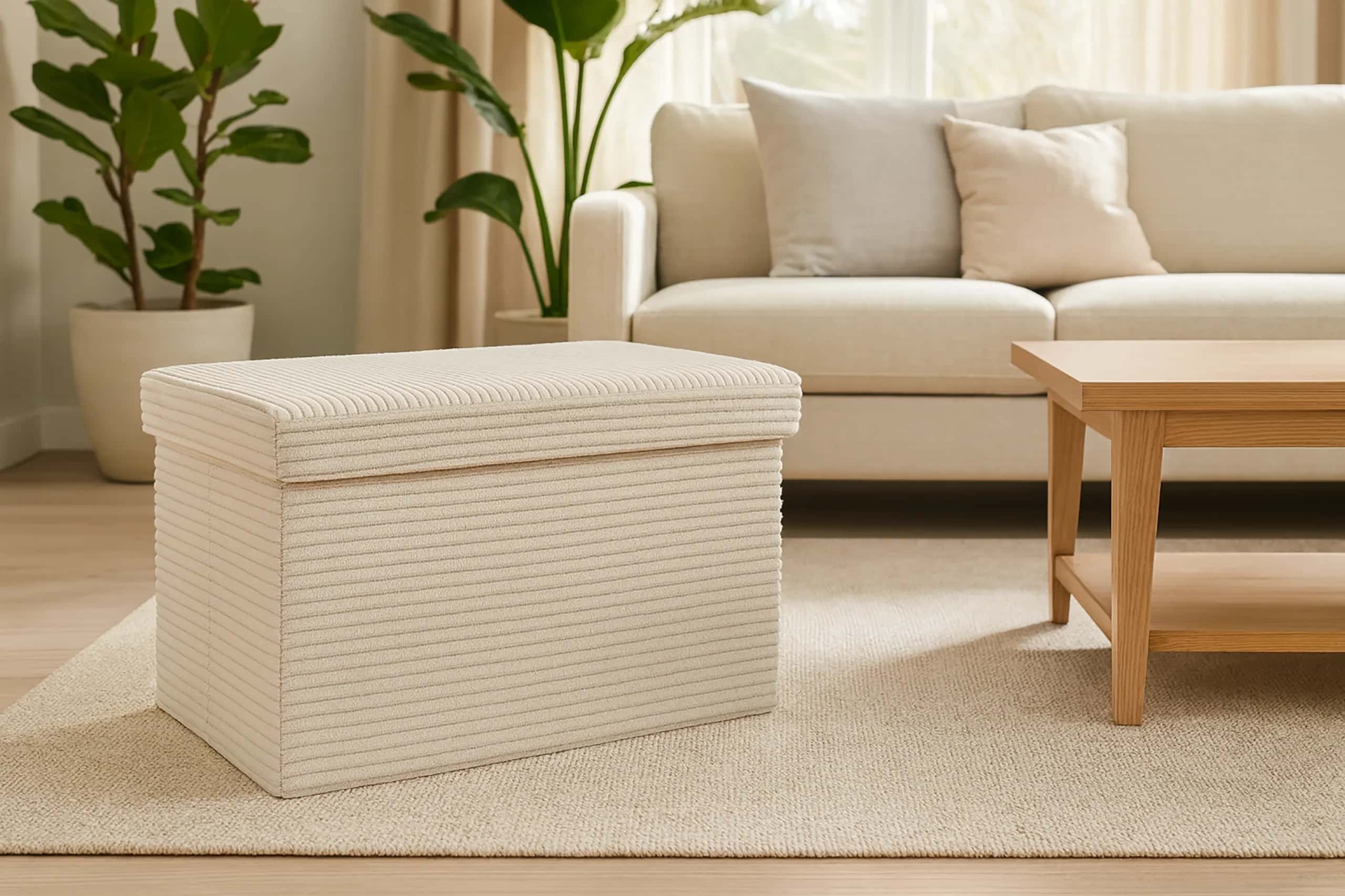 Pufa LAMPAS DUO 60x30x30cm Beż – miniatura 2