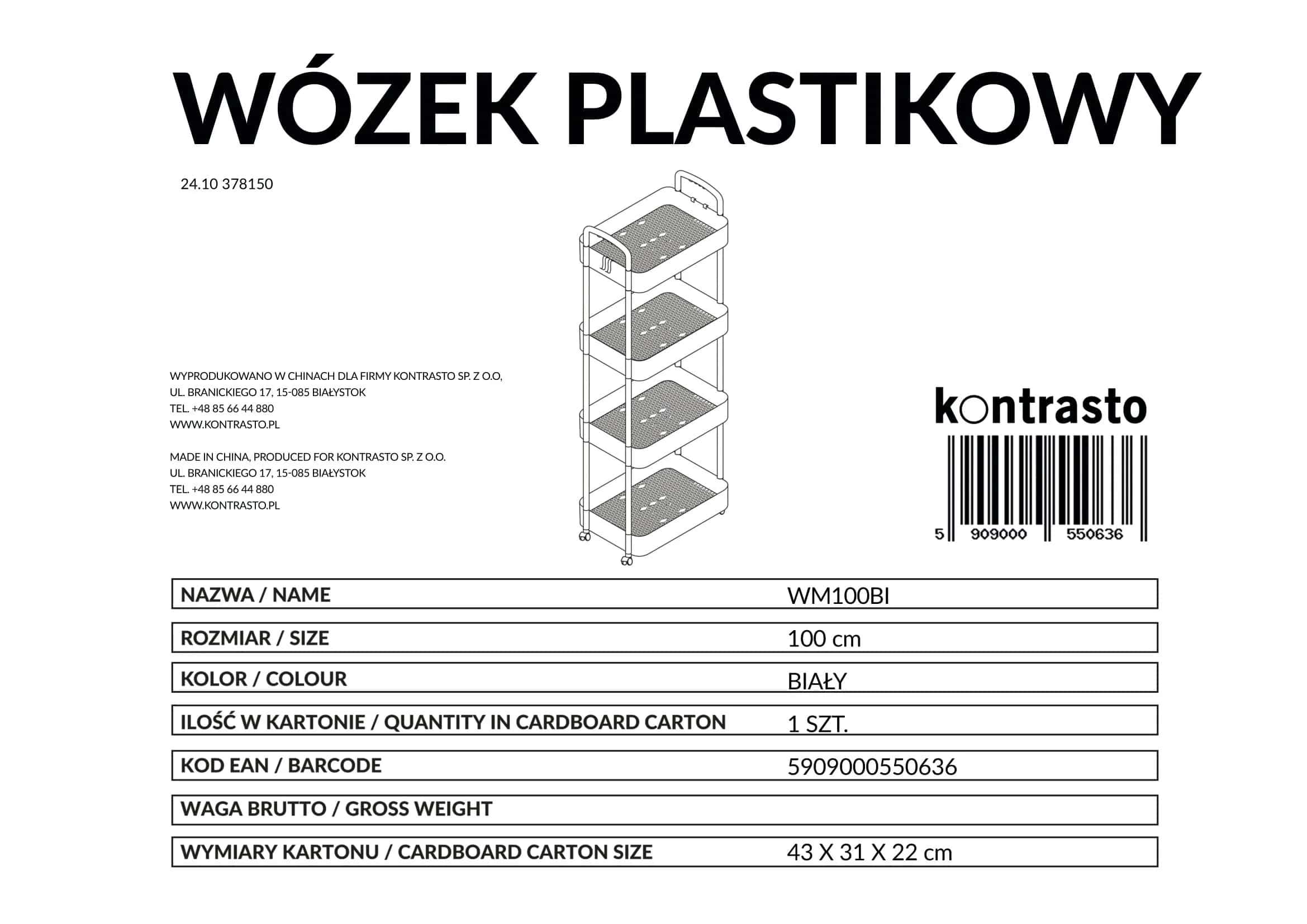 Wózek plastikowy CONRAD 4 100 biały – miniatura 16