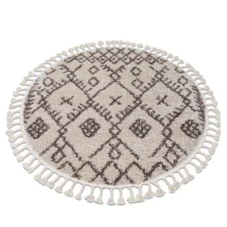 Dywan BERBER TANGER B5940 koło krem / brąz Frędzle berberyjski marokański shaggy – miniatura 1