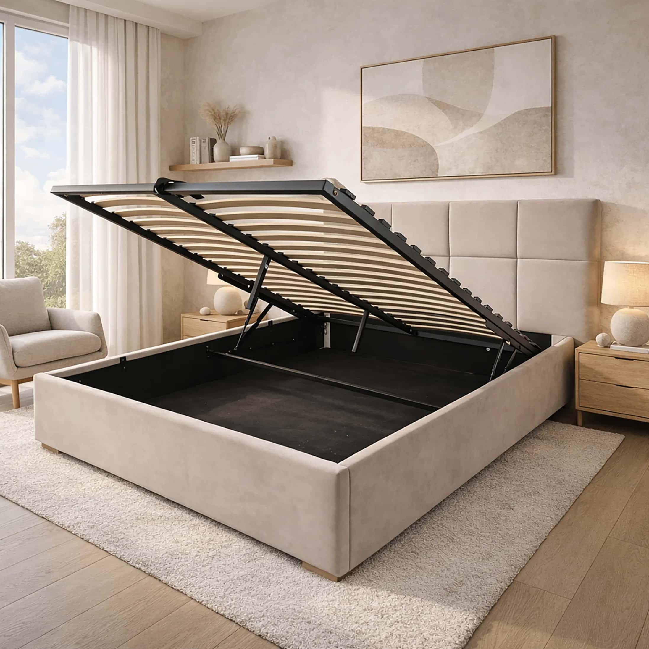 LT103 Łóżko Quadro 160x2x117 taupe – miniatura 3