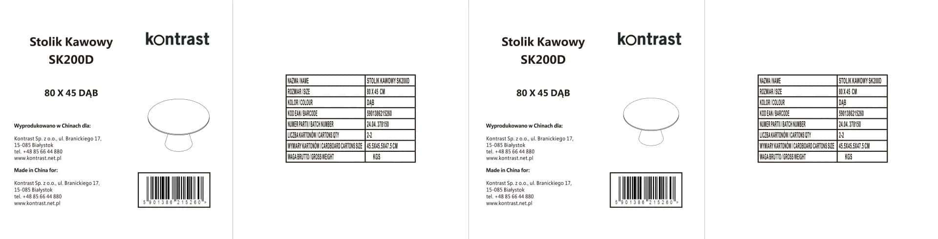 SK200D Stolik kawowy fi 80x45cm DĄB KKK – miniatura 8