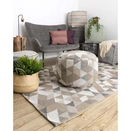 Dywan CASA Ekologiczny, EKO SIZAL Boho Trójkąty 2816 krem / taupe, z bawełny recyklingowanej – miniatura 2