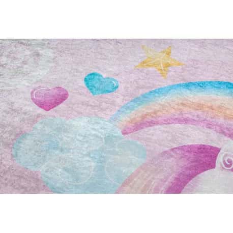 Dywan do prania BAMBINO 2533 Jednorożec, tęcza dla dzieci, antypoślizgowy - różowy – miniatura 4