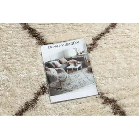 Dywan FLUFFY 2373 koło shaggy kratka, trellis - krem / beż – miniatura 2