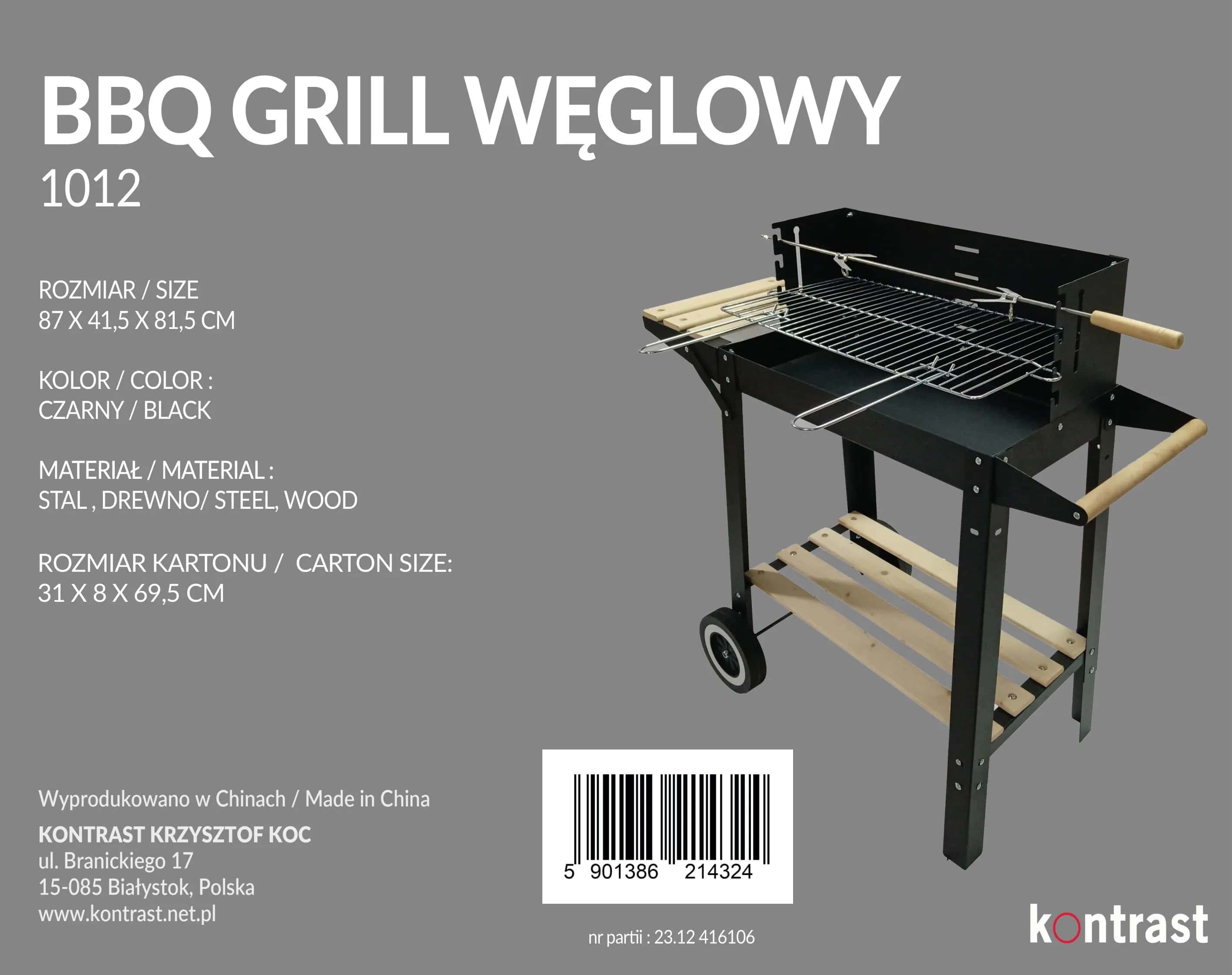 Grill ogrodowy węglowy czarny duży BBQ1012 – miniatura 2
