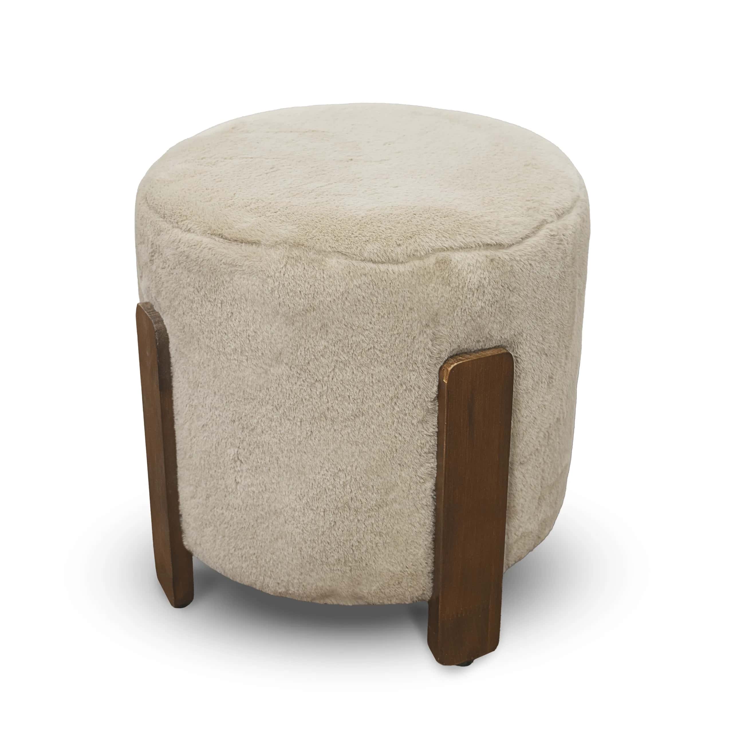 Pufa Seul 37x37x38cm FUT beż/orzech DW – miniatura 1