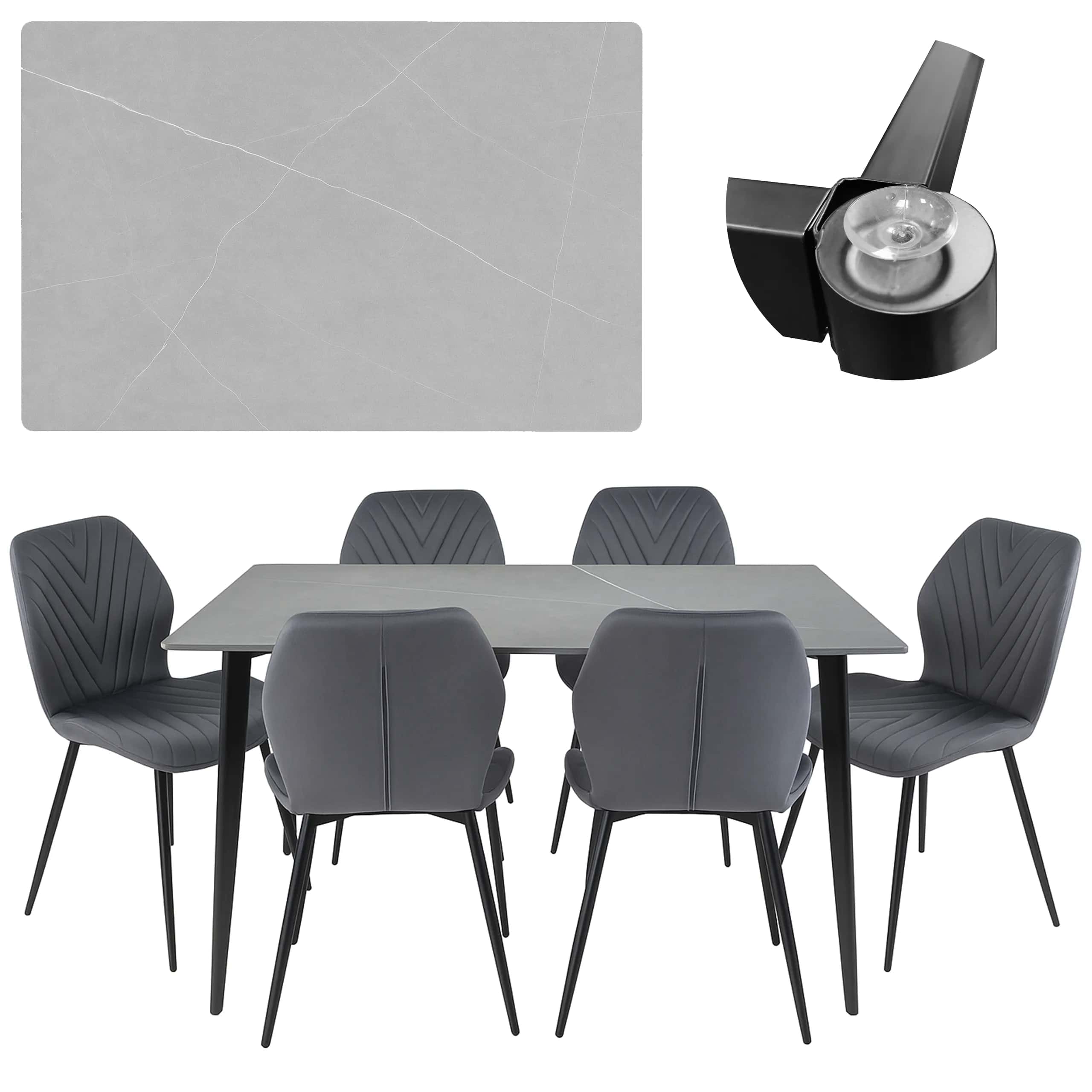 Stół nowoczesny do jadalni Markinia grey 140x80x75 – miniatura 3