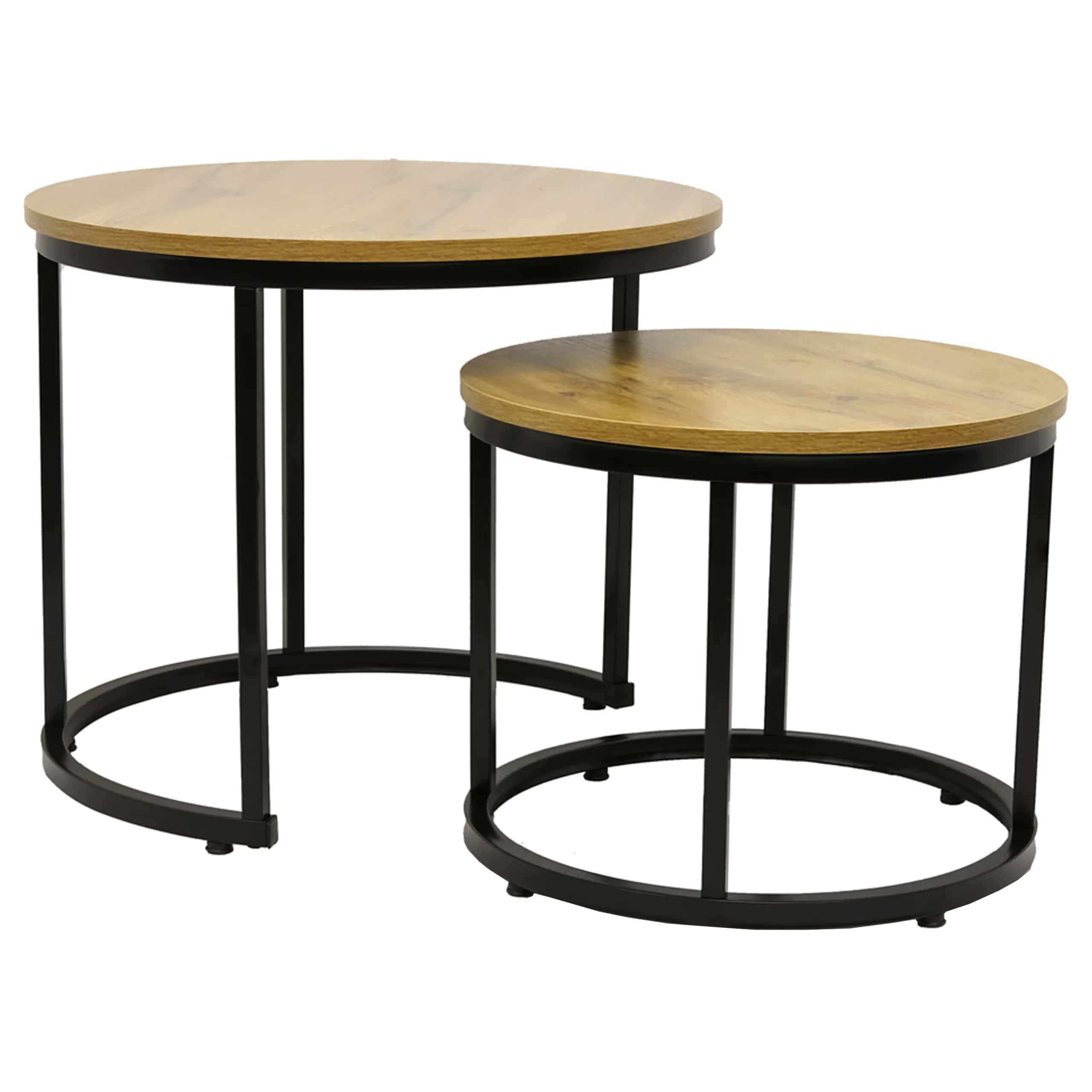 Stolik kawowy okrągły DĄB 2szt SK102D fi 53x45/fi 43x35 – miniatura 4