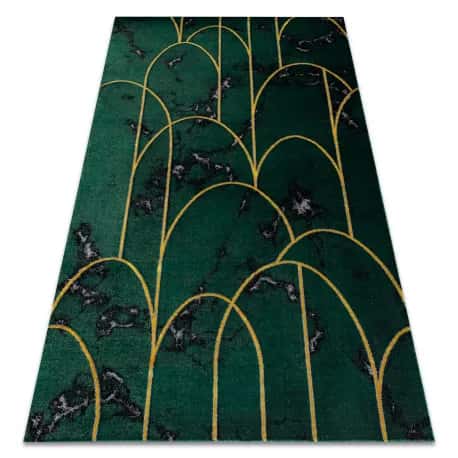 Dywan EMERALD ekskluzywny 1016 glamour, stylowy art deco, marmur butelkowa zieleń / złoty – miniatura 1