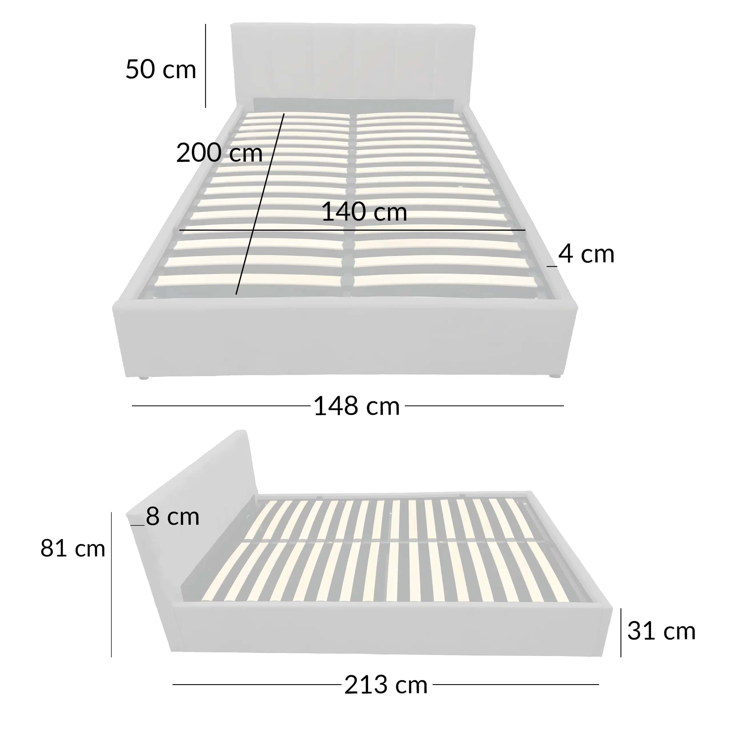 LT102 Łóżko Vertica 140x2x81 szary – miniatura 8