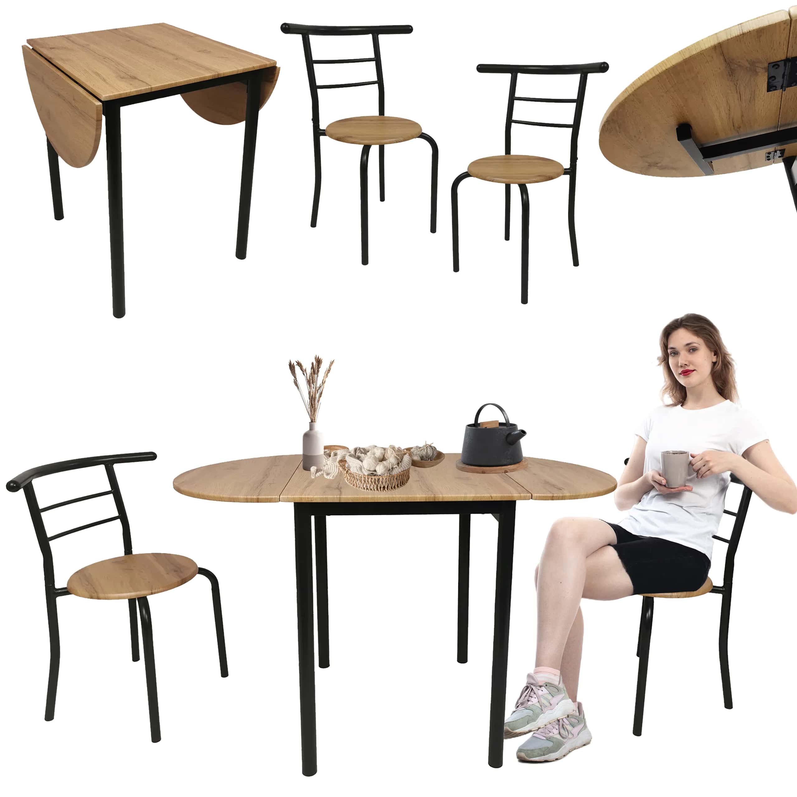 Zestaw REIN stół 115(55)x76x60; krzesło – miniatura 1