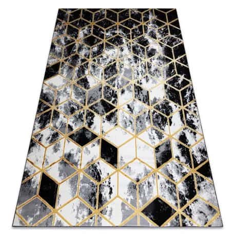 Dywan GLOSS 3D nowoczesny 409A 82 Sześcian, stylowy, glamour, art deco czarny / złoty / szary – miniatura 1