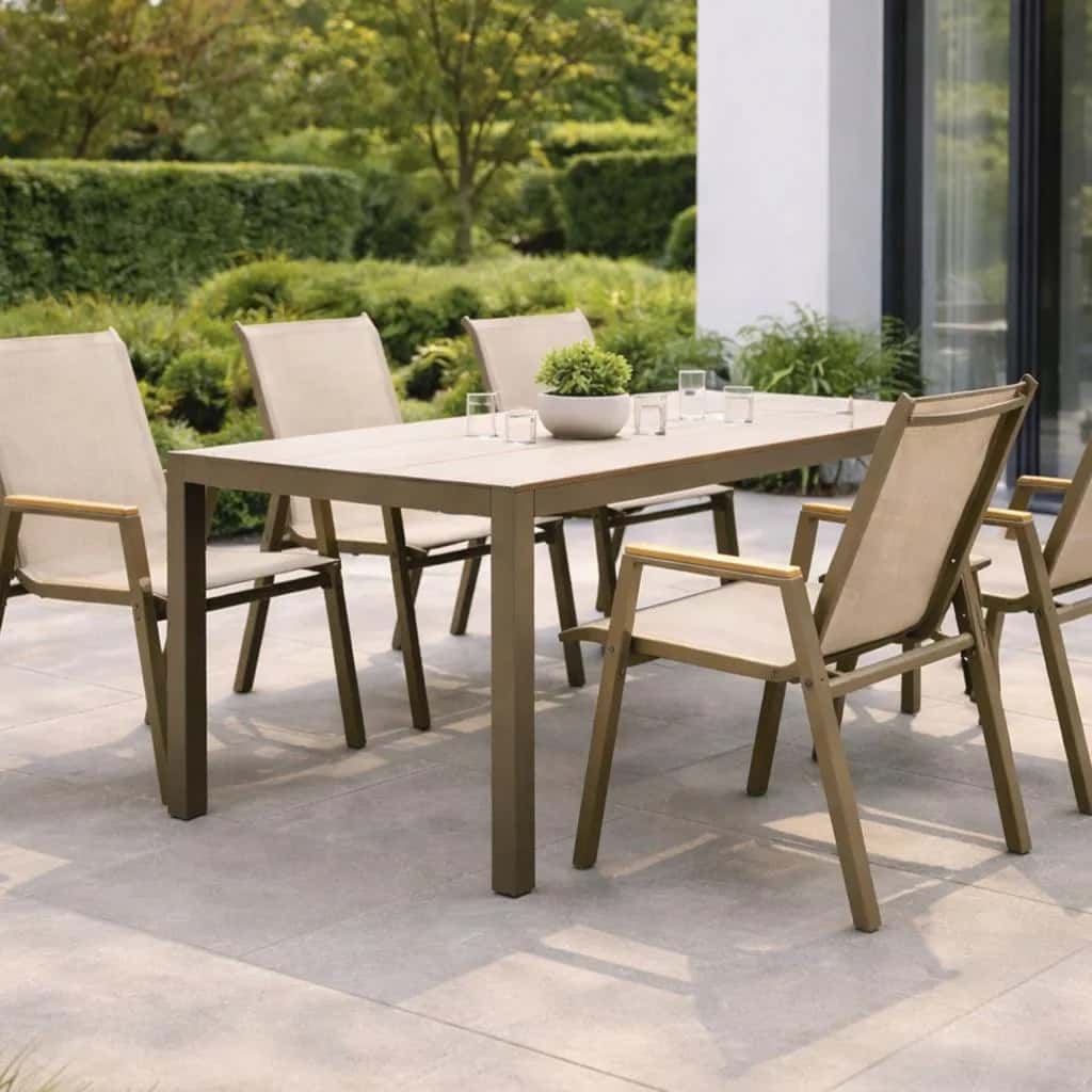 Aluminiowy stół ogrodowy na taras z blatem polywood Allen Pro taupe – miniatura 5