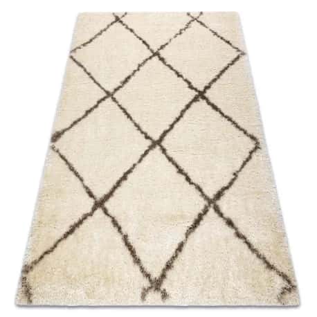 Dywan FLUFFY 2373 shaggy kratka, trellis - krem / beż – miniatura 1