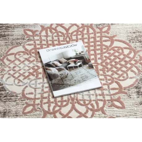Dywan CORE W9797 Ramka, Rozeta - Strukturalny, dwa poziomy runa, beż / róż – miniatura 2