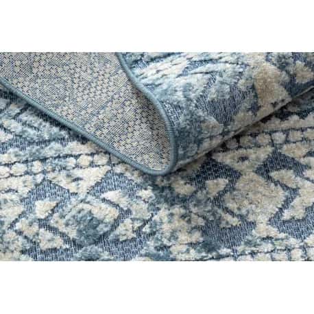 Dywan Strukturalny SOLE D3732 Aztecki, romby - płasko tkany niebieski / beż – miniatura 4