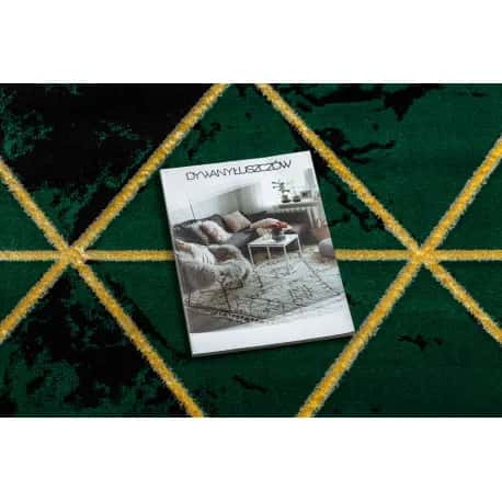 Dywan EMERALD ekskluzywny 1020 koło - glamour, stylowy marmur, trójkąty butelkowa zieleń / złoty – miniatura 2