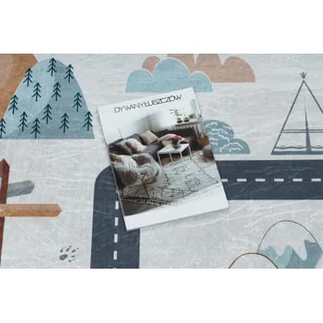 Dywan do prania BAMBINO 46980 Las, ulice, uliczki dla dzieci, antypoślizgowy - biały / zielony – miniatura 3