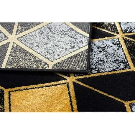 Dywan GLOSS nowoczesny 400B 86 stylowy, glamour, art deco, 3D geometryczny czarny / złoty – miniatura 3