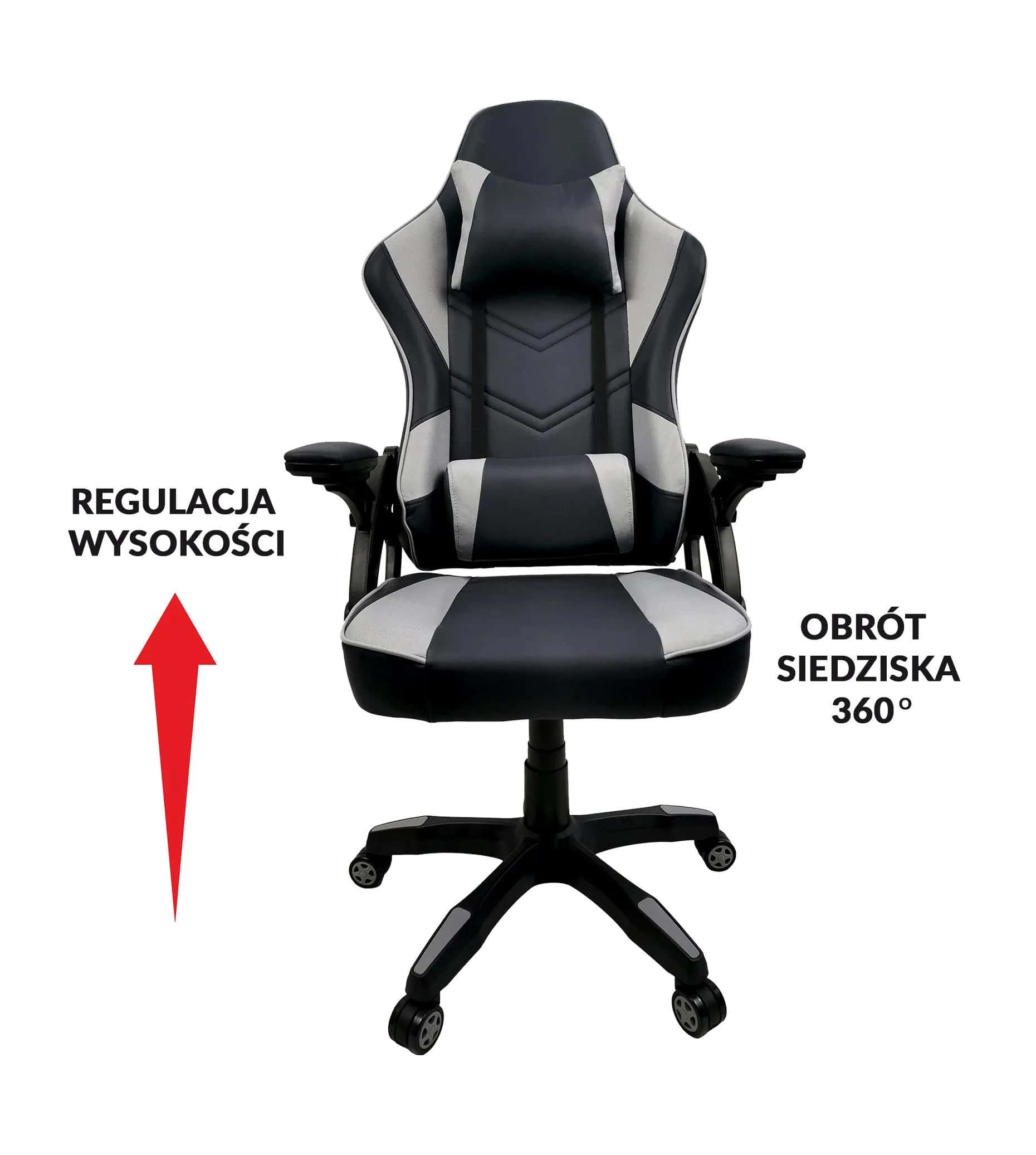 KG105 fotel gamingowy CZARNY/SZARY – miniatura 3