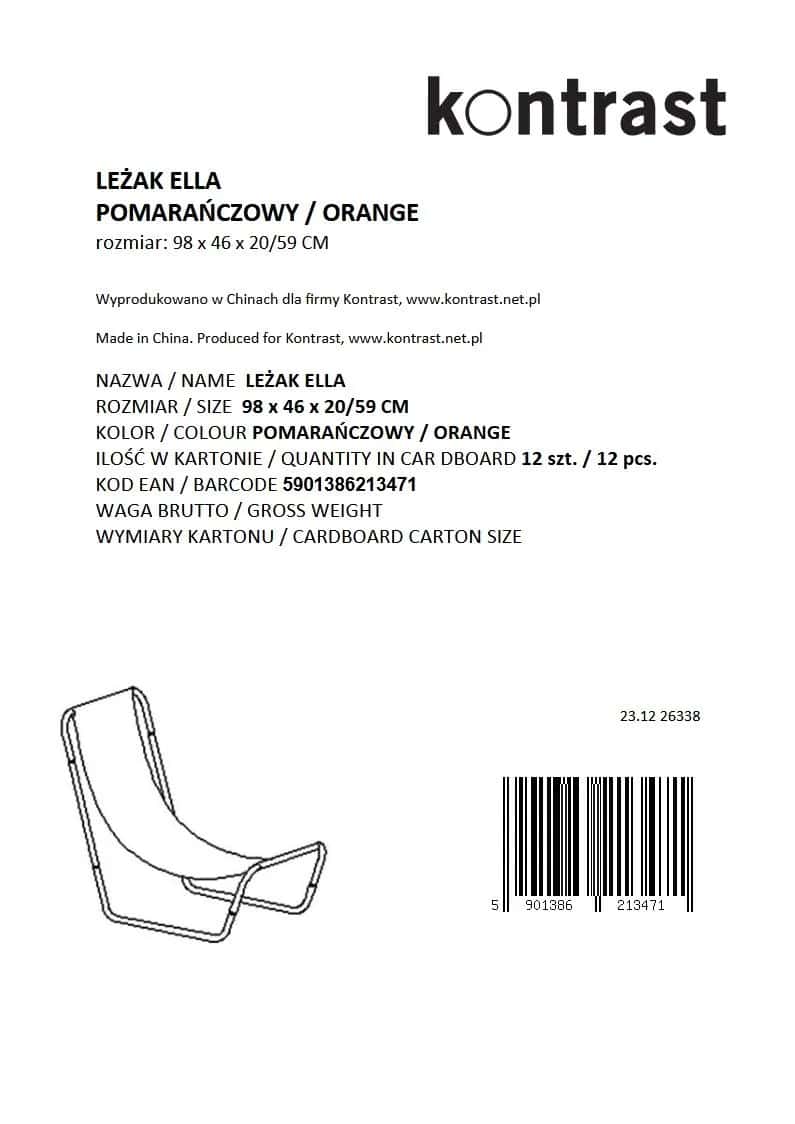 Leżak ELLA pomarańczowy – miniatura 2