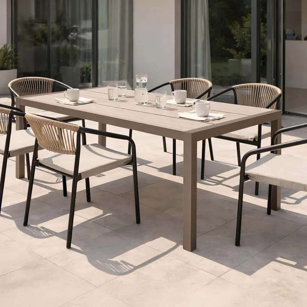 Aluminiowy stół ogrodowy taras z blatem polywood Allen Pro 190x90 taupe – miniatura 5