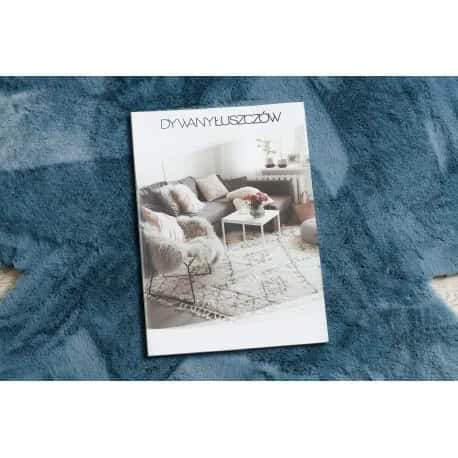 Dywan SHAPE 3106 Kwiatek Shaggy - niebieski pluszowy, antypoślizgowy, do prania – miniatura 3