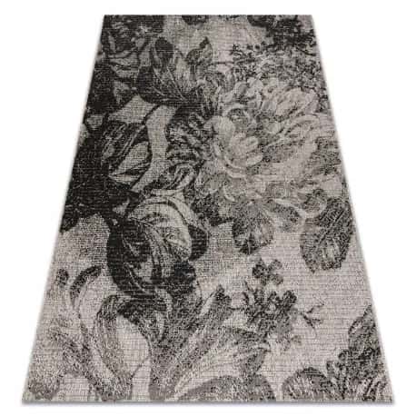 DYWAN SZNURKOWY SIZAL FLOORLUX 20491 KWIATY srebrny / czarny – miniatura 1